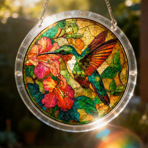 Before and after acrylic suncatcher puzzle