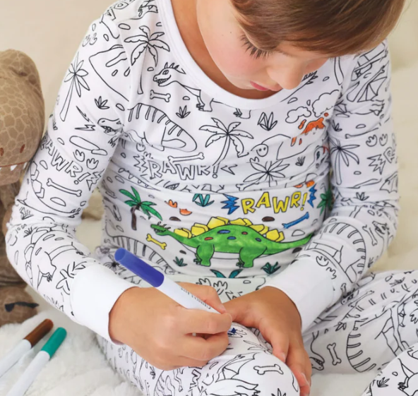 Colorable Two Piece Pajama Set | Construction Zone