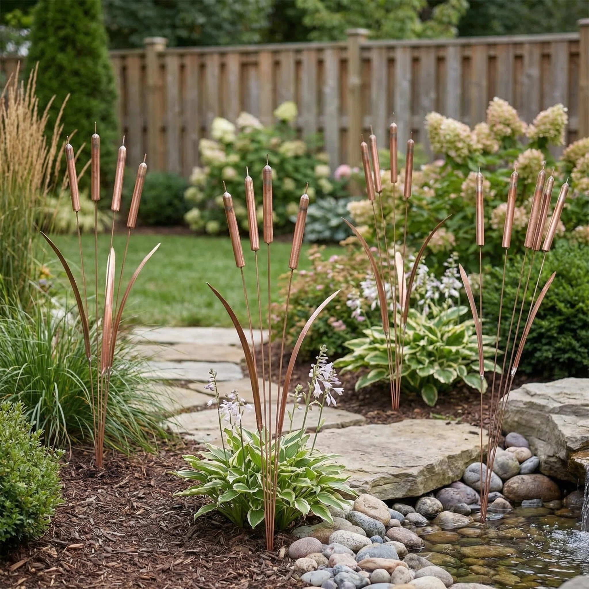 Handcrafted Copper Cattail Wind Chime