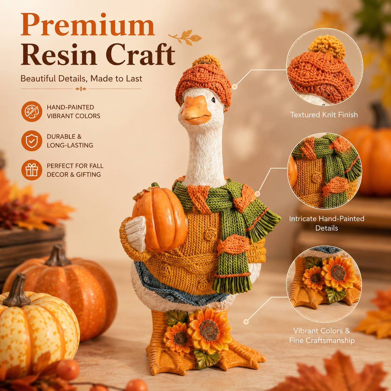 🎃Last Day 60% OFF🍂 Pumpkin Duck Ornament - Cute Fall Harvest Table Decor