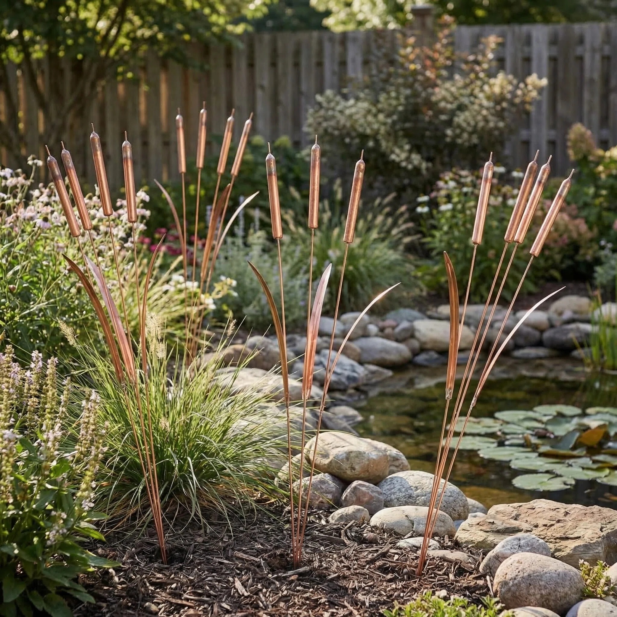 Handcrafted Copper Cattail Wind Chime