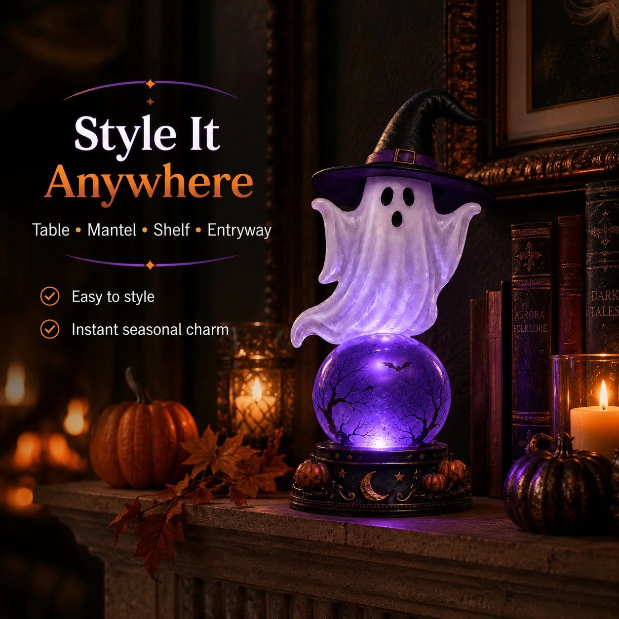 🔥 Last Day 55% OFF🎃Halloween Raven Crystal Ball Lighted Decor👻