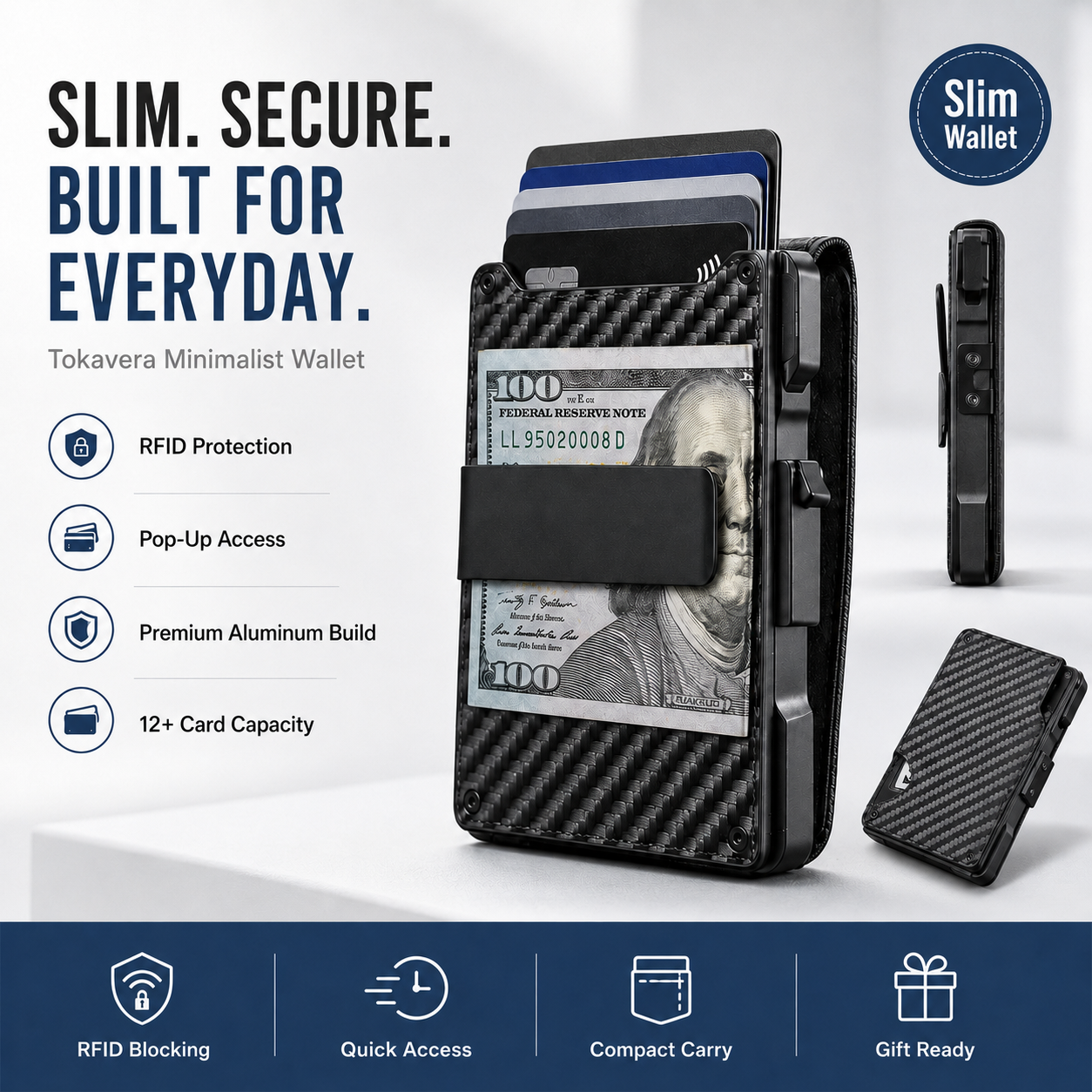 70%OFF-Tokavera® Minimalist Wallet - Maximum Capacity. Minimal Footprint.