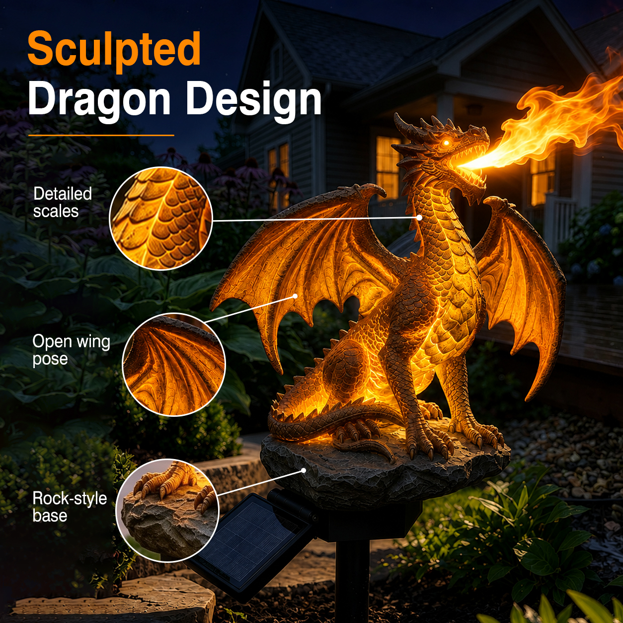 🔥 60%OFF - 🐉Sculpted Dragon Garden Solar Light