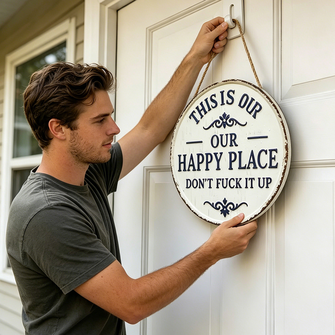 “This Is Our Happy Place” Hanging Sign