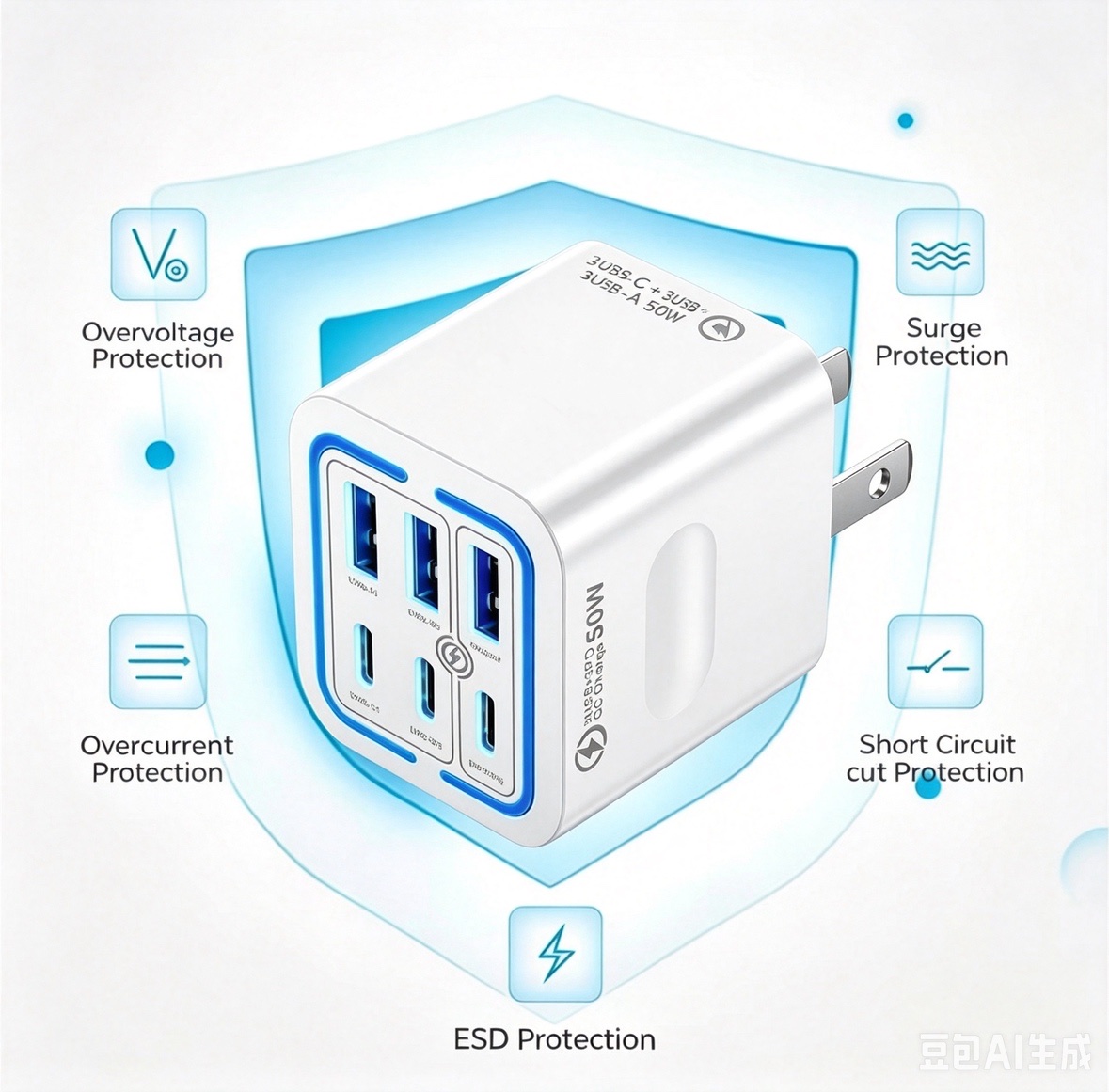🔥 70% OFF Today 🔋 50W Multi-Port Fast Charger with Smart Fast Charging