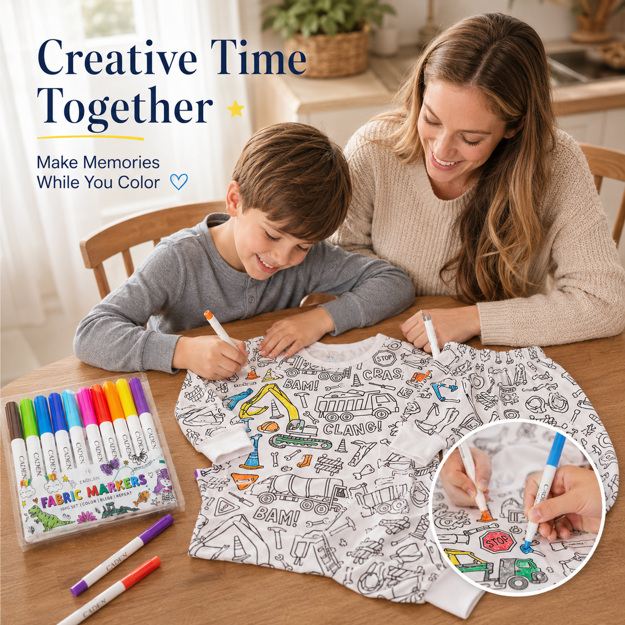 Colorable Two Piece Pajama Set | Construction Zone