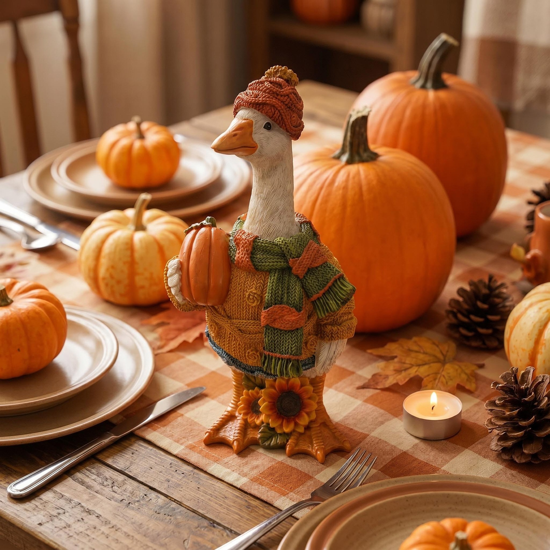 🎃Last Day 60% OFF🍂 Pumpkin Duck Ornament - Cute Fall Harvest Table Decor