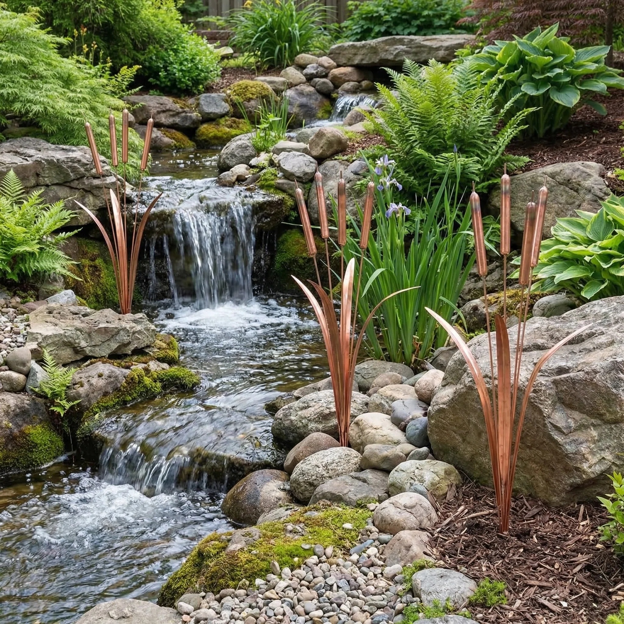Handcrafted Copper Cattail Wind Chime