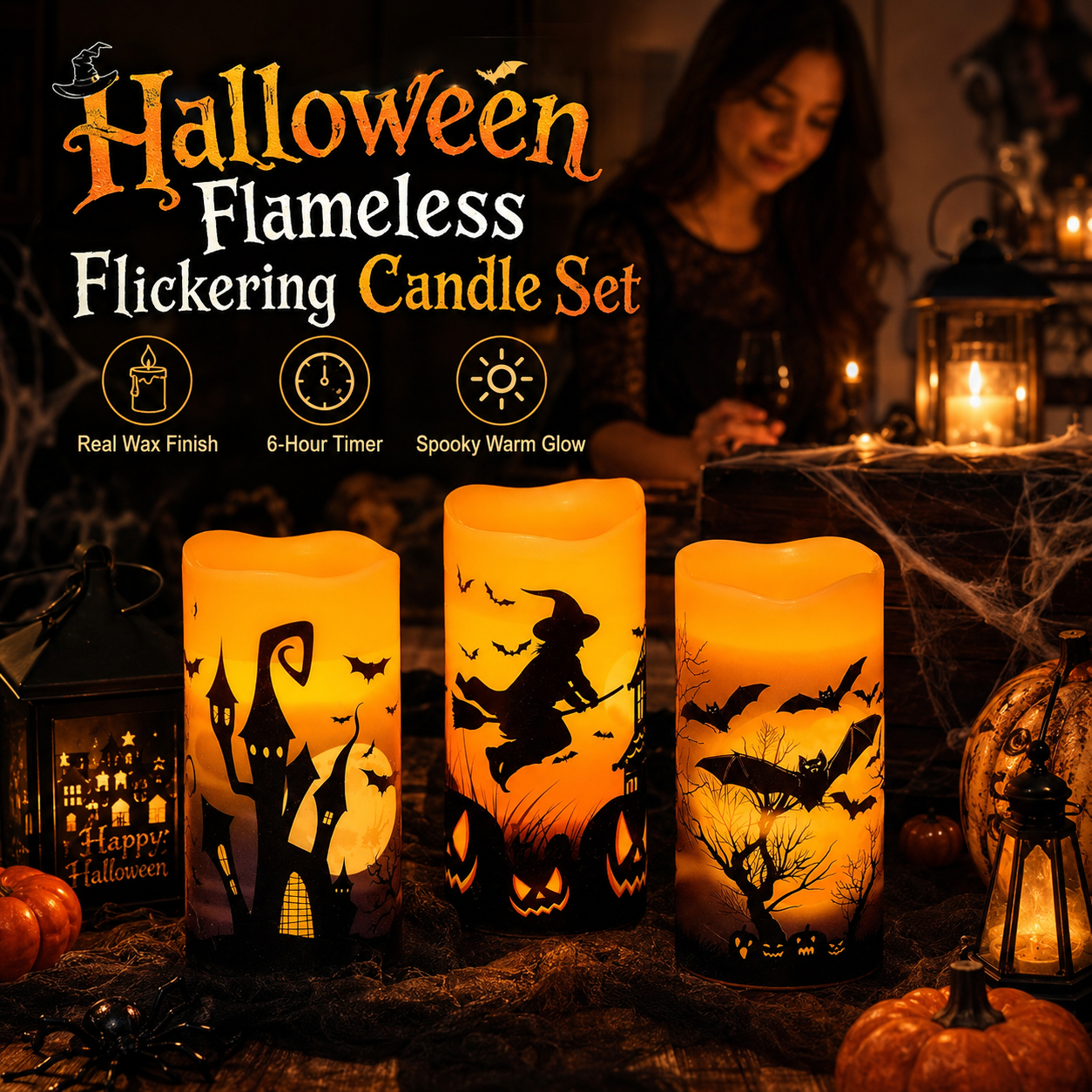 🔥 Massive 60% OFF-🕯️ Halloween Flameless Flickering Candle Set