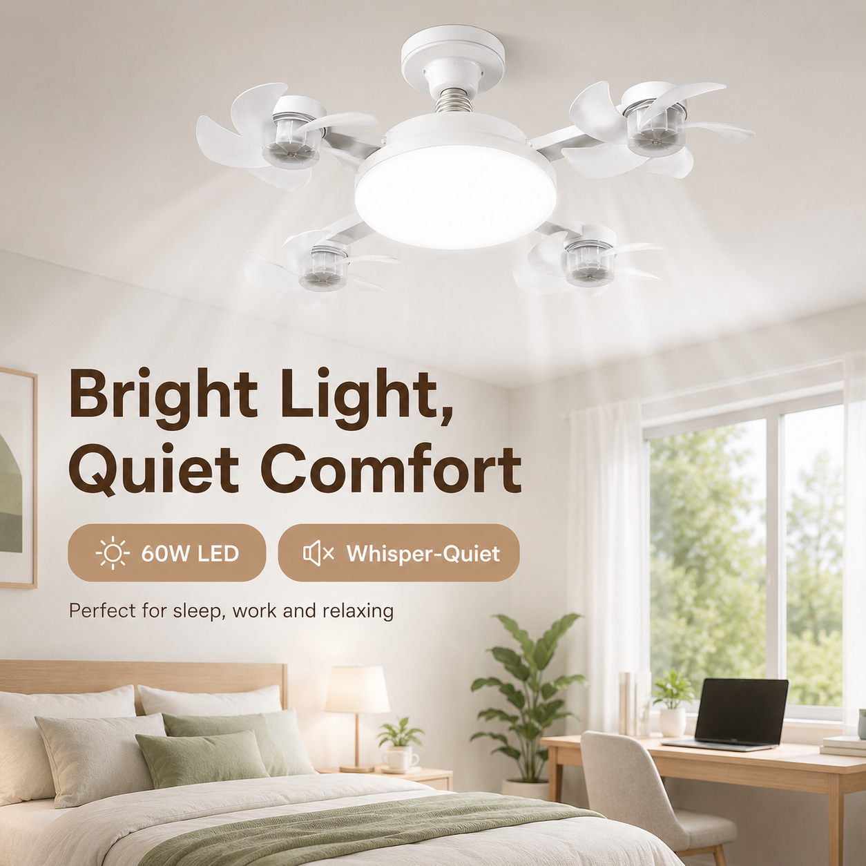 🔥70％ OFF 💡 E27 Screw-In Smart Fan & LED Light