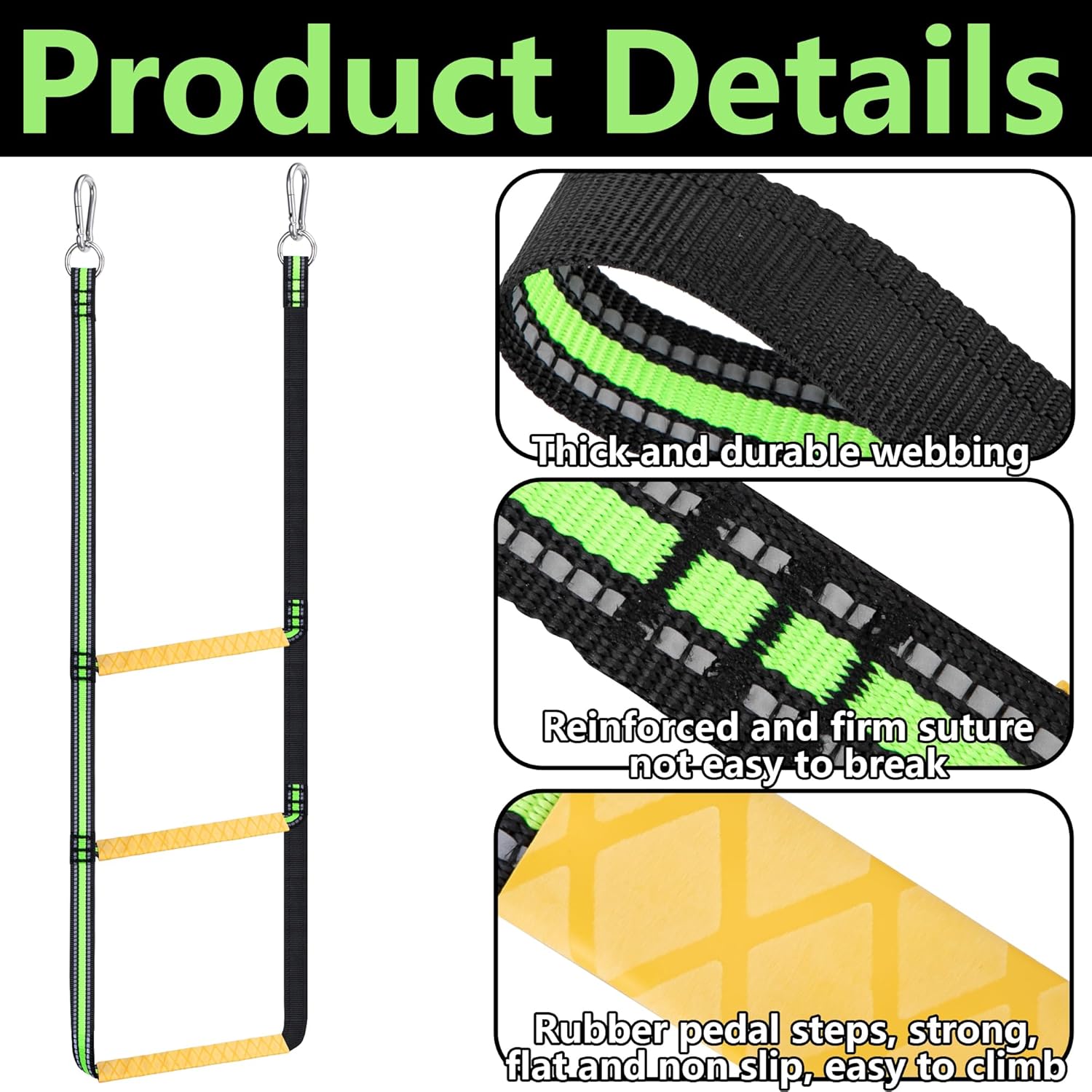Folding Soft Ladder with Hook – Boarding Ladder for Inflatable Rubber Boats, Portable & Easy to Attach