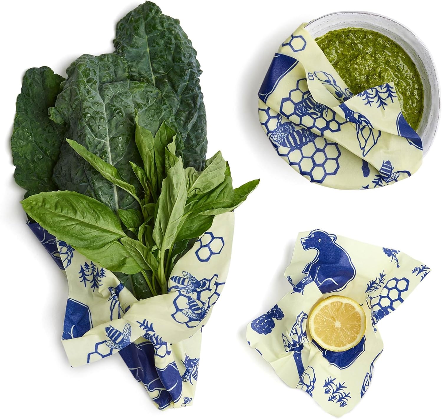 Beeswax Food Wraps: Honey Bees Set of 3