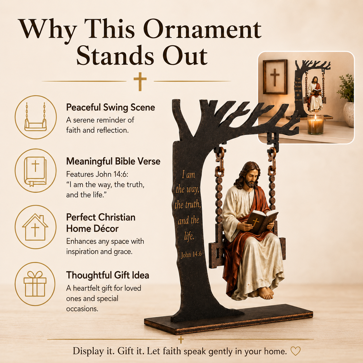 🔥Last Day 70% OFF - ✝️📚Christian Jesus Swing Ornament