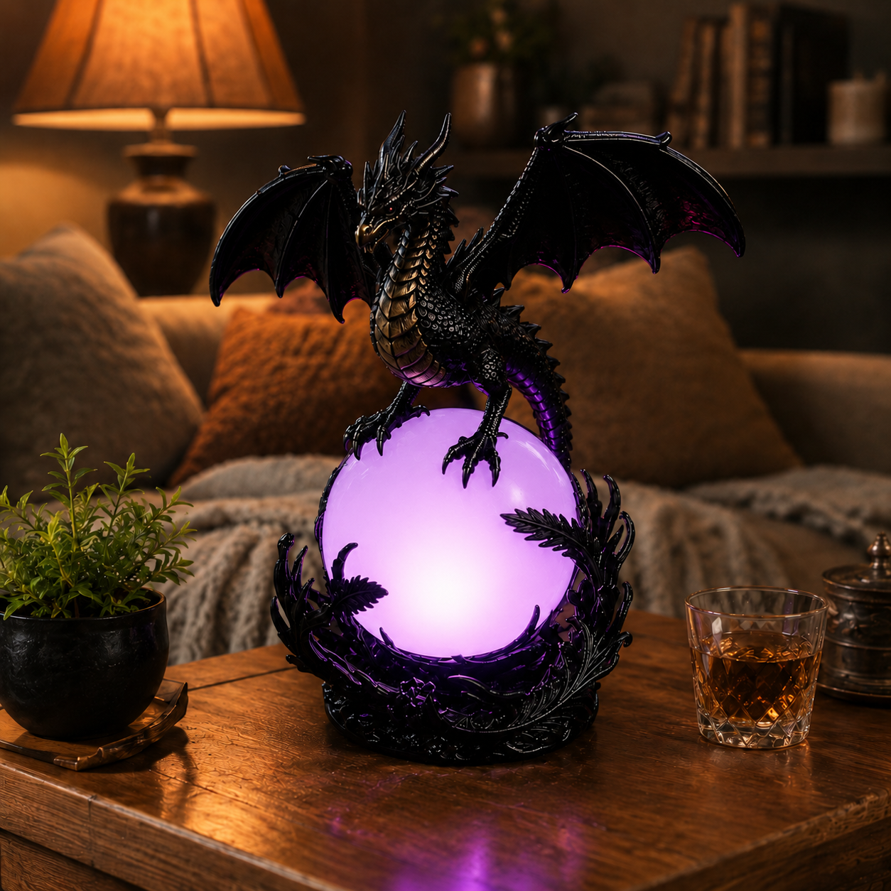 🔮Gothic Dragon LED Crystal Ball Lamp for Dark Aesthetic Decor