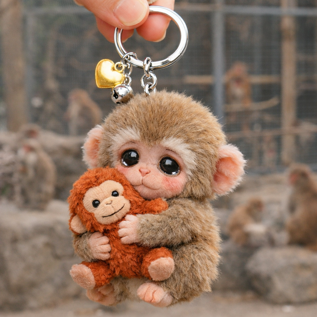 🐵3D Viral Punch Monkey Keychain 💕- Emotional Gift for Animal Lovers, Family, Friends, Loved Ones🎁