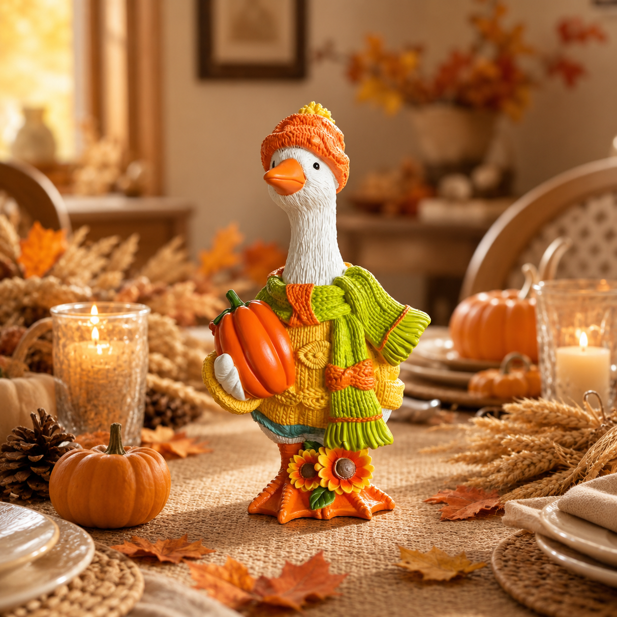 🎃Last Day 60% OFF🍂 Pumpkin Duck Ornament - Cute Fall Harvest Table Decor