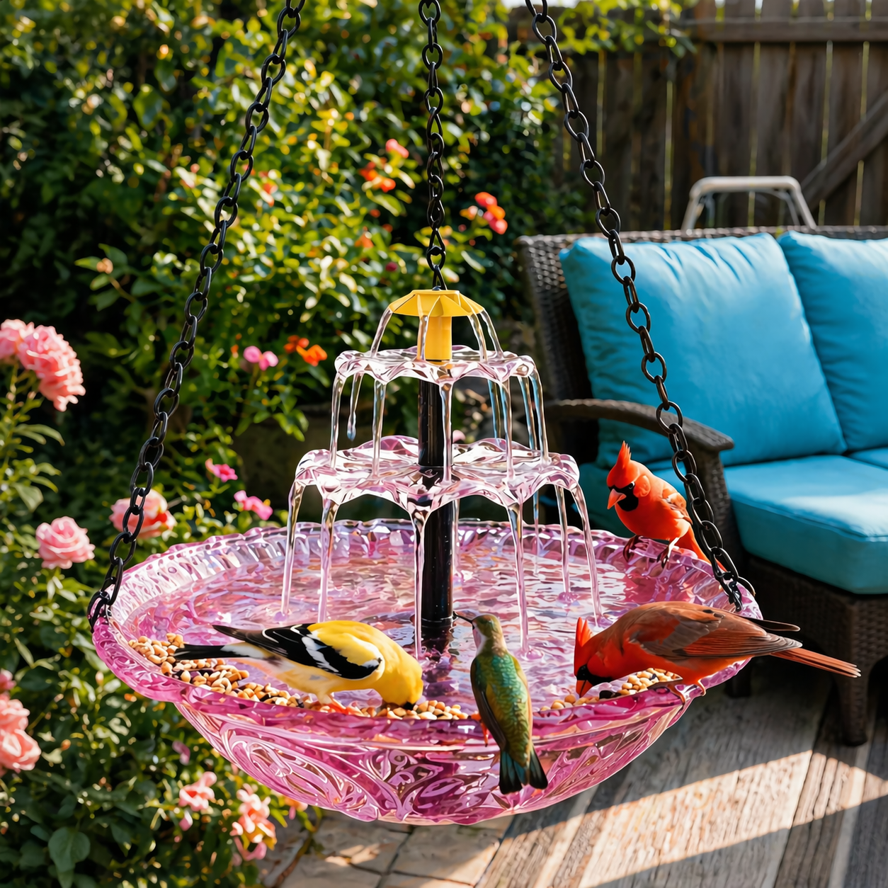 ✨2026 Spring special offer 49% off-🐦Solar Cascade Hanging Bird Bath Fountain