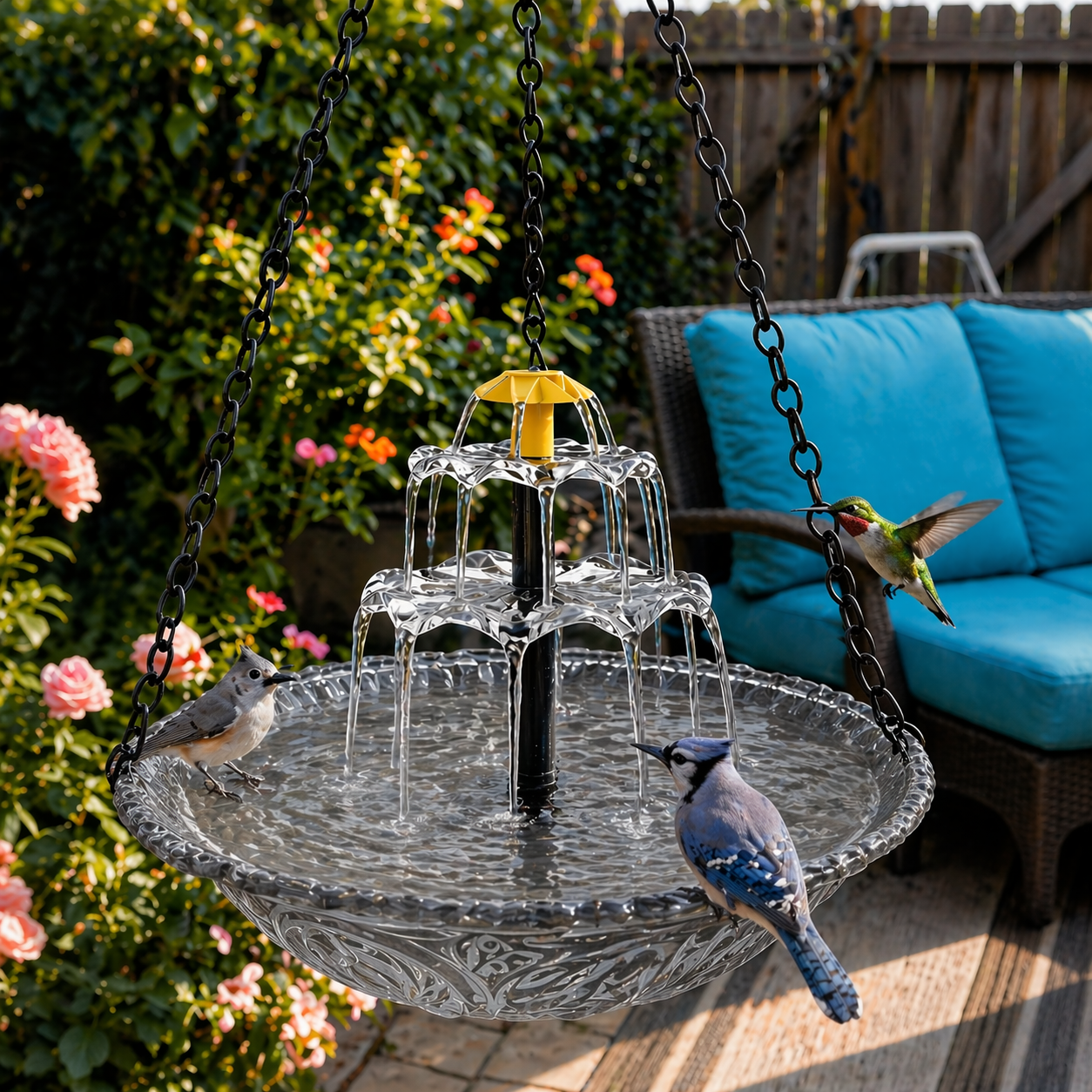 ✨2026 Spring special offer 49% off-🐦Solar Cascade Hanging Bird Bath Fountain