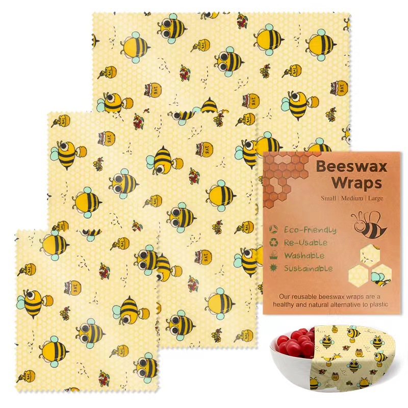 Beeswax Food Wraps: Honey Bees Set of 3