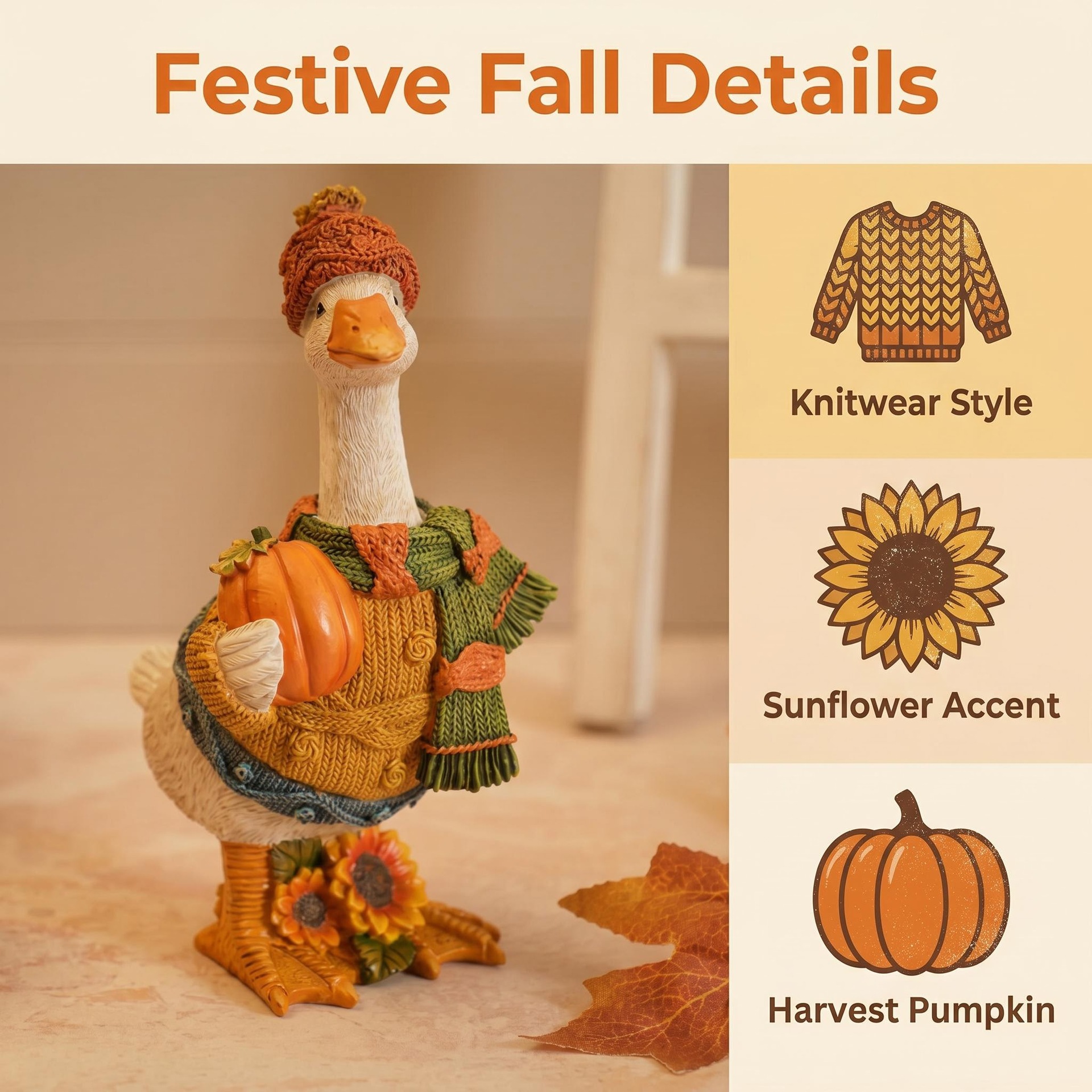 🎃Last Day 60% OFF🍂 Pumpkin Duck Ornament - Cute Fall Harvest Table Decor