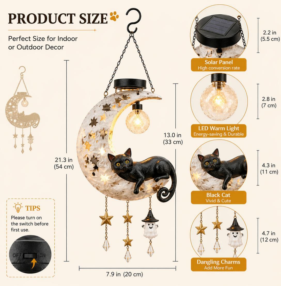 🎃 Halloween Early Bird Sale | 50% OFF Black Cat Moon Solar Lantern