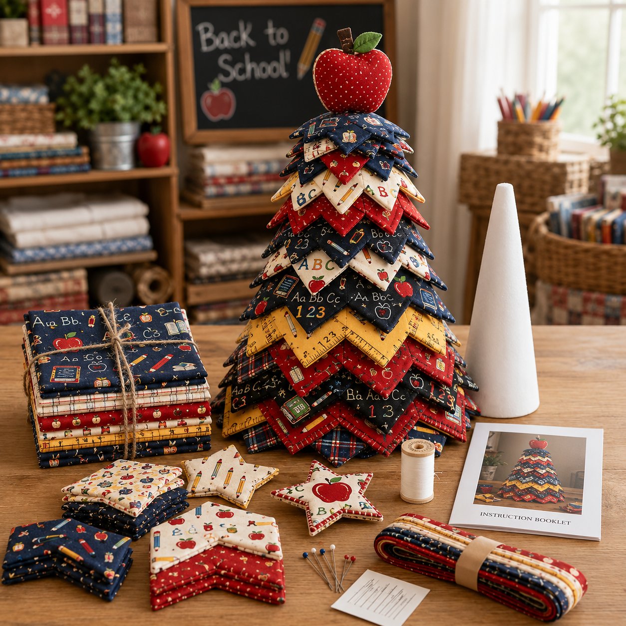 🔥LAST DAY 60% OFF - 🎄Americana Christmas Tree Quilt Kit – Easy Layered Fabric Holiday Décor for Quilting Lovers