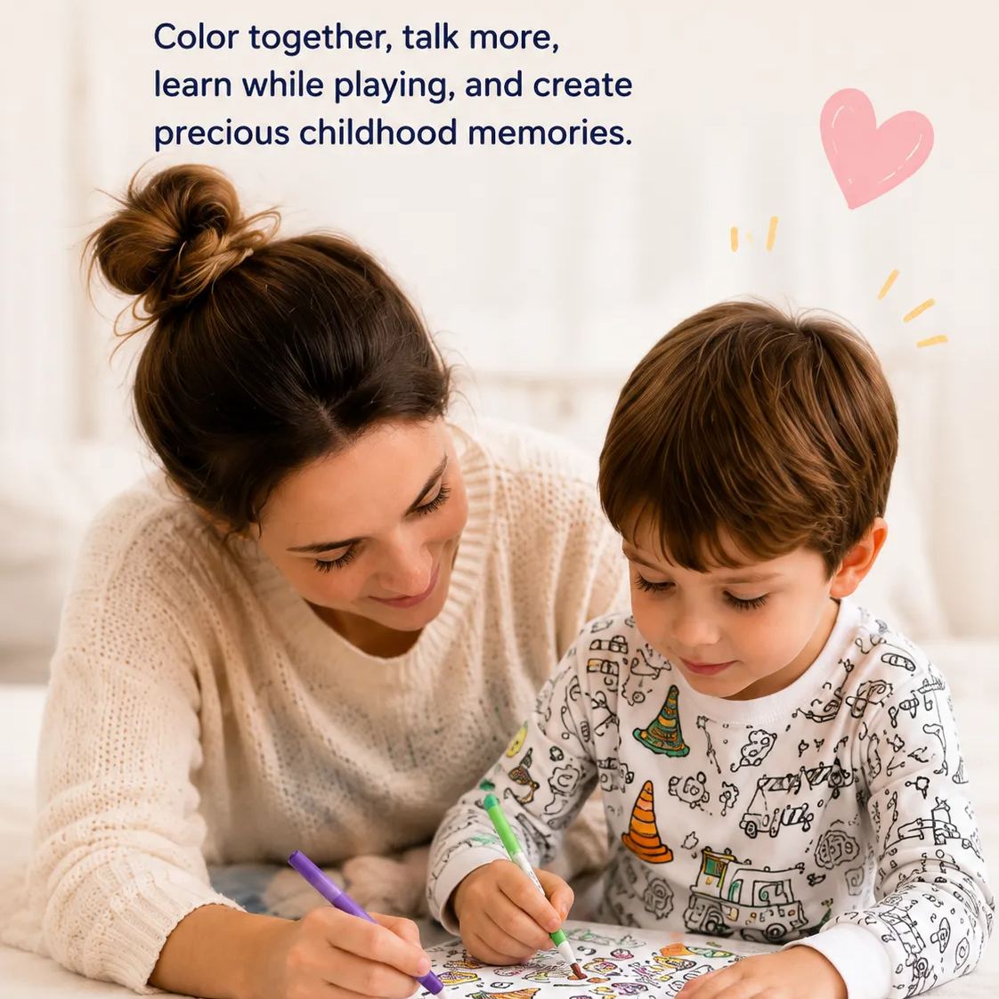 Colorable Two Piece Pajama Set | Construction Zone