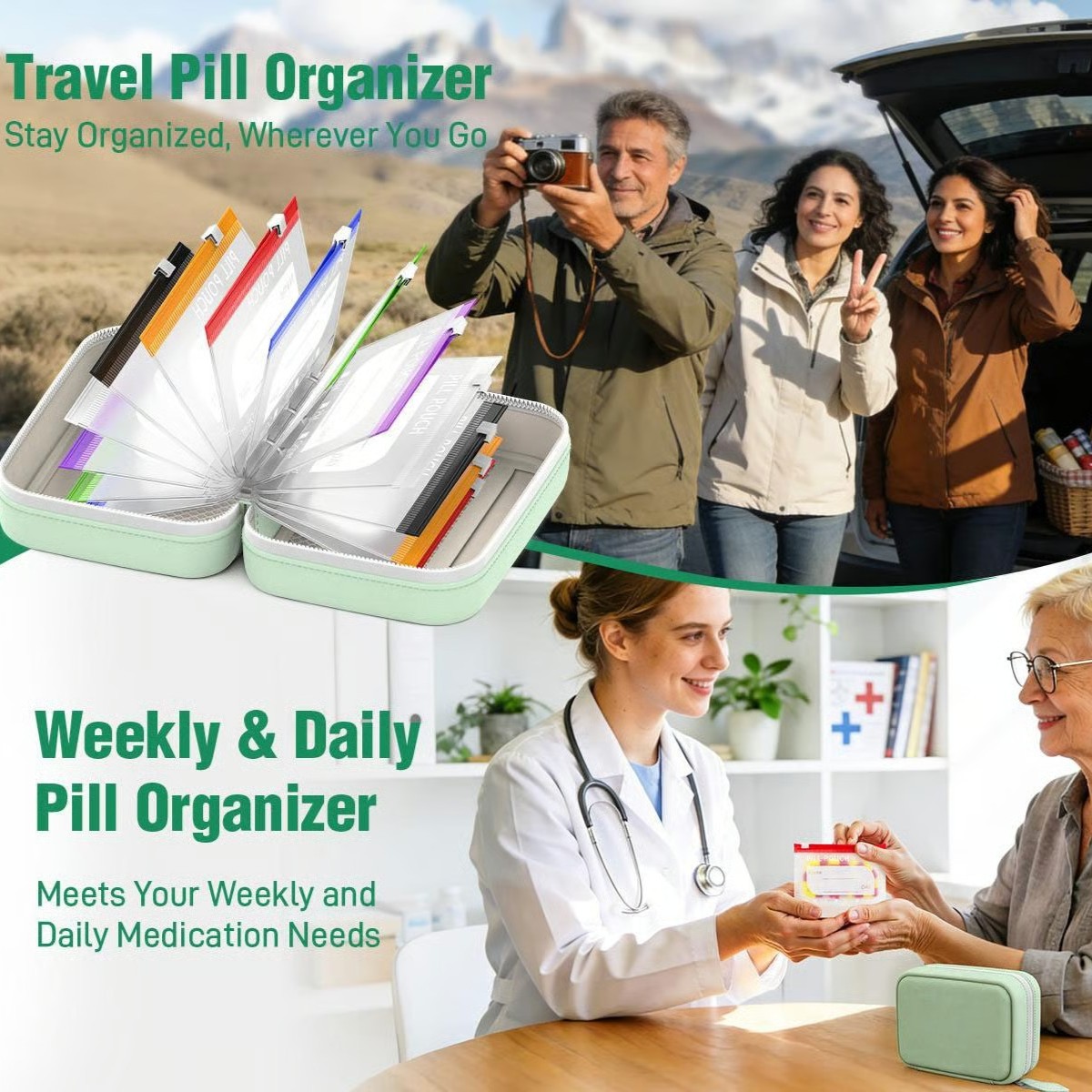 🔥 65% OFF – Waterproof Pill Pouch Set 💊 | 7–14 Day Travel Organizer for Meds & Vitamins ✈️