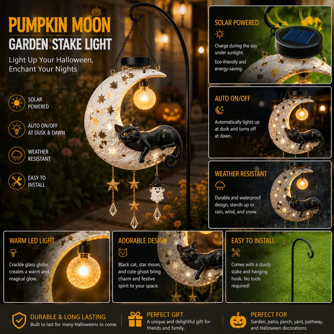 🎃 Halloween Early Bird Sale | 50% OFF Black Cat Moon Solar Lantern
