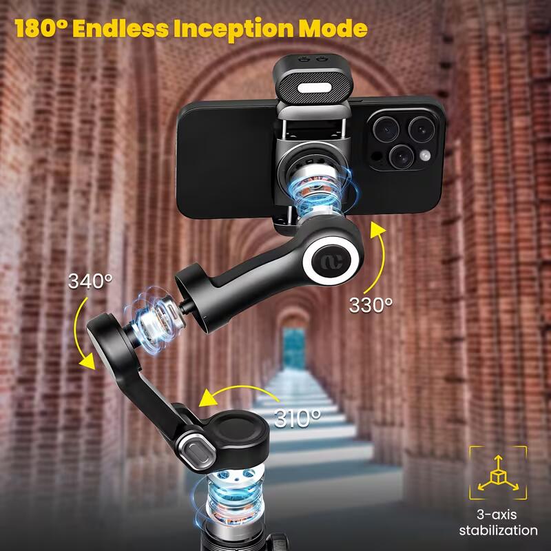 [Tiktok Youtube-hoz] Professzionális 3 tengelyes okostelefon gimbal stabilizátor kombináció RGB töltőfény hosszabbító rúd tároló tok OLED kijelző stabilizátor 15 Pro Max Tiktok Youtube-hoz (Smartxpro Combo1)