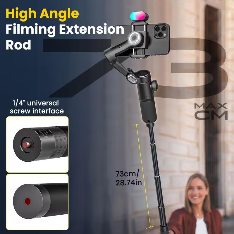 [Tiktok Youtube-hoz] Professzionális 3 tengelyes okostelefon gimbal stabilizátor kombináció RGB töltőfény hosszabbító rúd tároló tok OLED kijelző stabilizátor 15 Pro Max Tiktok Youtube-hoz (Smartxpro Combo1)