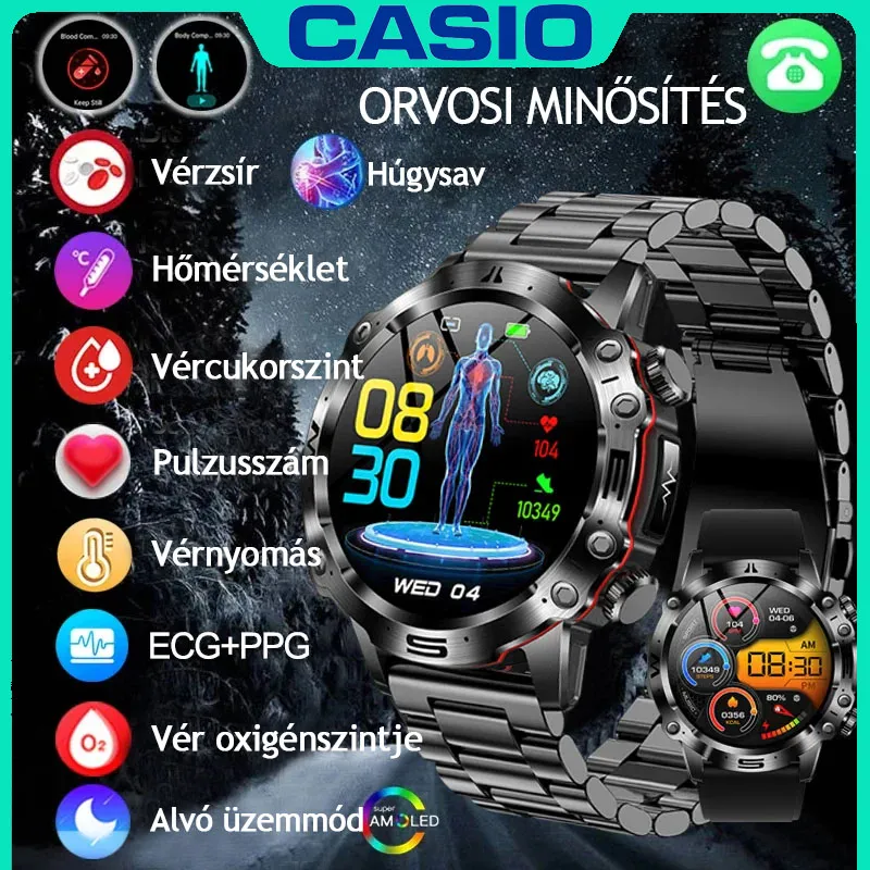 💫 2026 CASIO AI Okosóra – EKG, Vércukor, Vérlipid, Húgysav Mérés & Mindig Veled: Otthon, Munkahelyen, Útközben ⏱️
