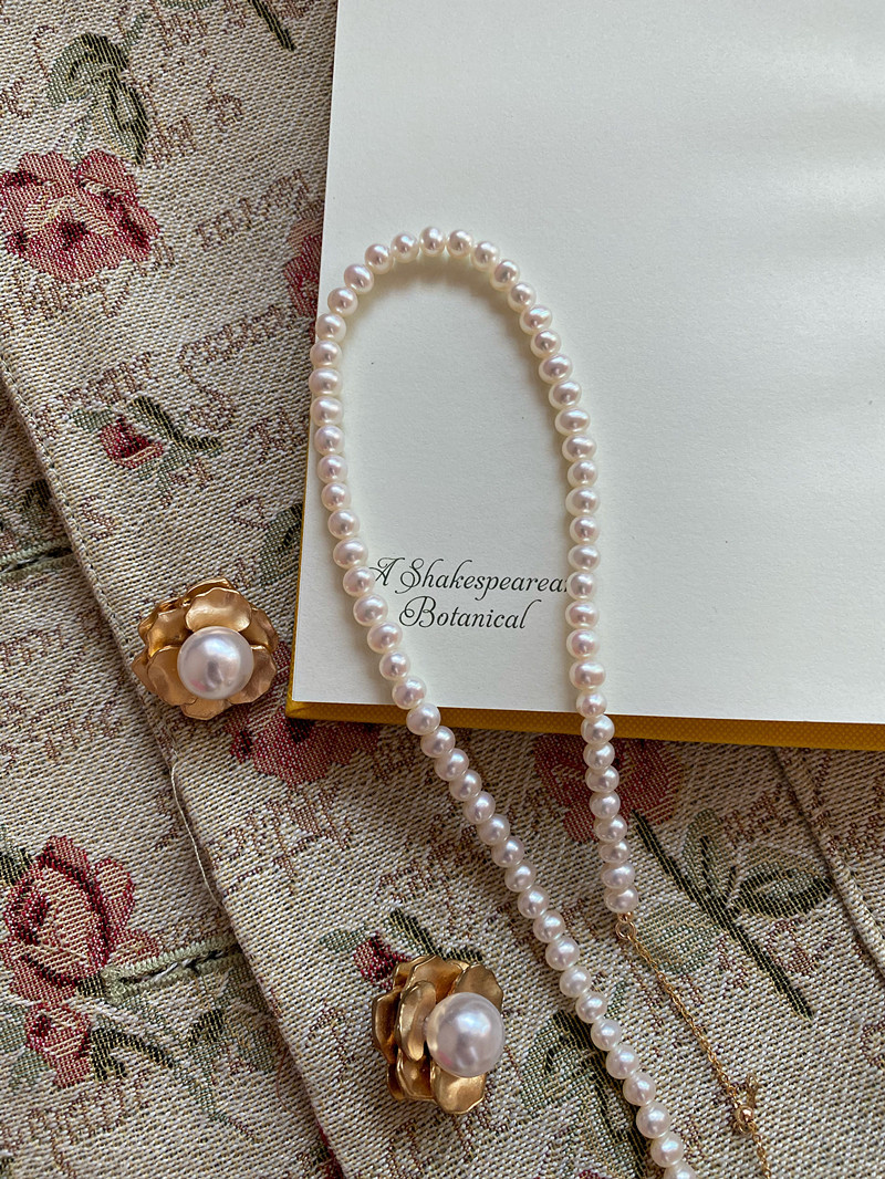 📿Gėlavandenių perlų karoliai 18k paauksuoti