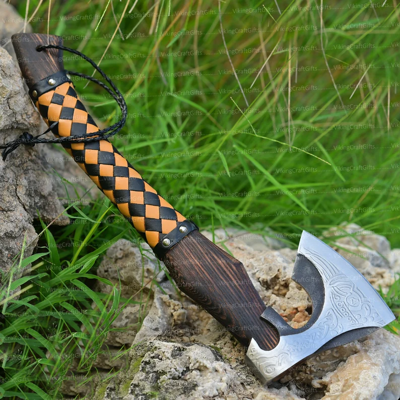 RAGNAR VIKING AXE Forged Camping Axe with Rose Wood Shaft, Viking Gifts, Viking Bearded Nordic, Custom gift, Best  gift for dad