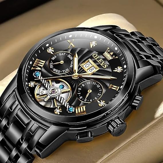 Ceas Bărbătesc Automat OLEVS, Tourbillon, Mecanic cu Autoreglare, Stil Business de Lux, Luminos și Rezistent la Apă
