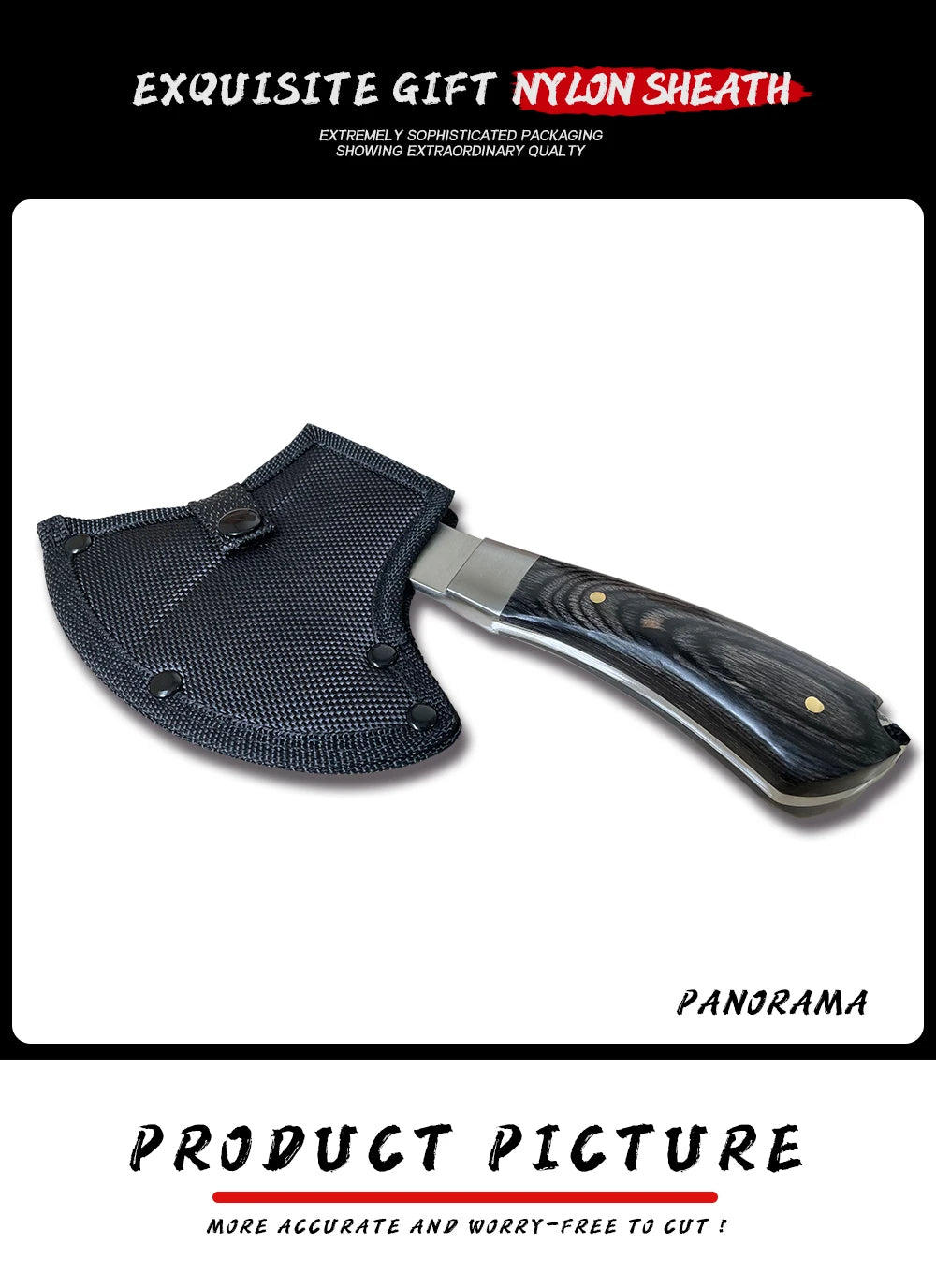 KD Axe Boning Knife Stainless Steel Chopping Meat Bones with Sheath