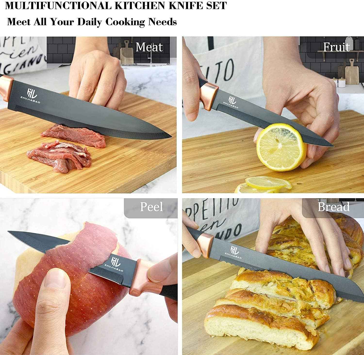 Profesionální 6dílná nerezová sada kuchařských nožů s akrylovým držákem