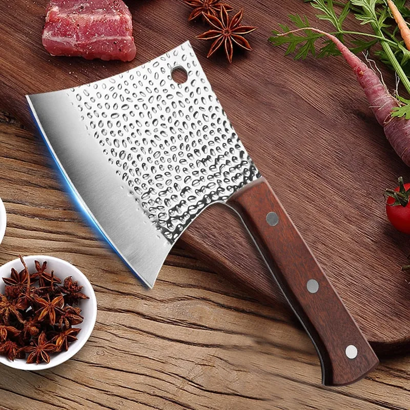 试KD 6 Inch Chop Bone Knife Heavy Duty Kitchen Meat Cleaver