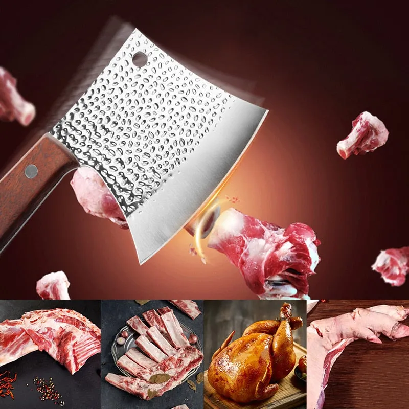 试KD 6 Inch Chop Bone Knife Heavy Duty Kitchen Meat Cleaver