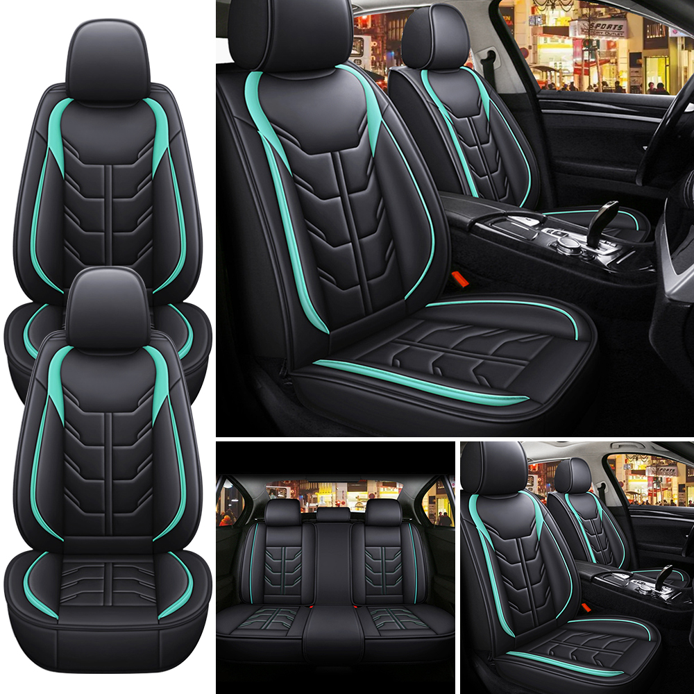 Universal Full Set Luxus Leder Auto Sitzbezug 5-Sitze Vorne Hinten Zurück Kissen
