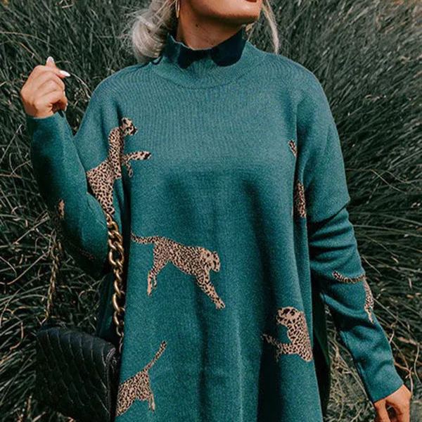 🌟65% DE DESCONTO por tempo limitado 🎁CAMISOLA RELAXADA COM Fenda DE LEOPARDO ACONCHEGANTE E GENTIL