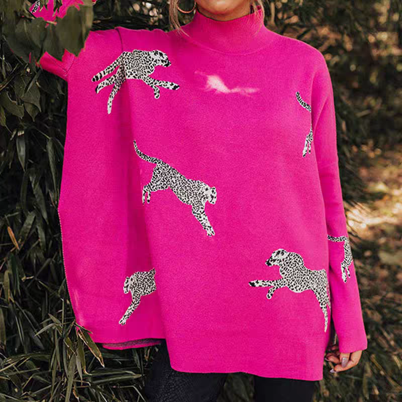 🌟65% DE DESCONTO por tempo limitado 🎁CAMISOLA RELAXADA COM Fenda DE LEOPARDO ACONCHEGANTE E GENTIL