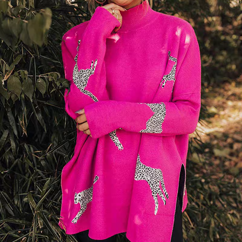 🌟65% DE DESCONTO por tempo limitado 🎁CAMISOLA RELAXADA COM Fenda DE LEOPARDO ACONCHEGANTE E GENTIL