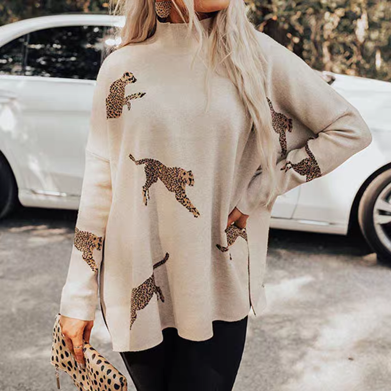 🌟65% DE DESCONTO por tempo limitado 🎁CAMISOLA RELAXADA COM Fenda DE LEOPARDO ACONCHEGANTE E GENTIL