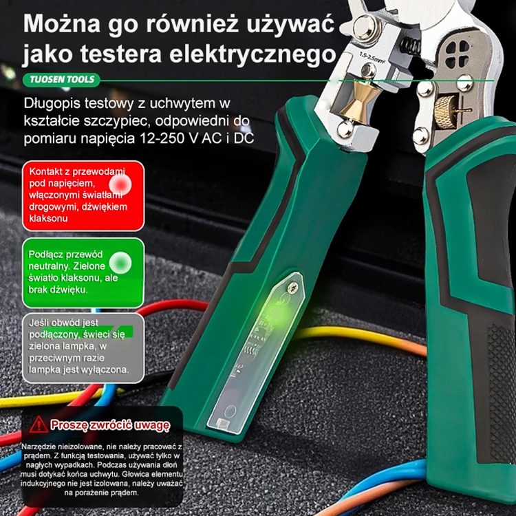 【Dziesięć w jednym】Wielofunkcyjne szczypce do testowania napięcia i ściągania izolacji