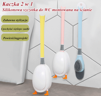2 w 1 Silikonowa szczotka toaletowa do montażu na ścianie