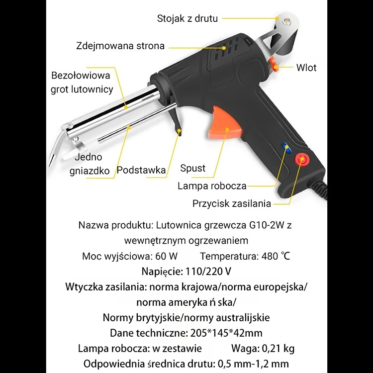 Zestaw wielofunkcyjny lutownicy elektrycznej z pistoletem do lutowania cyną