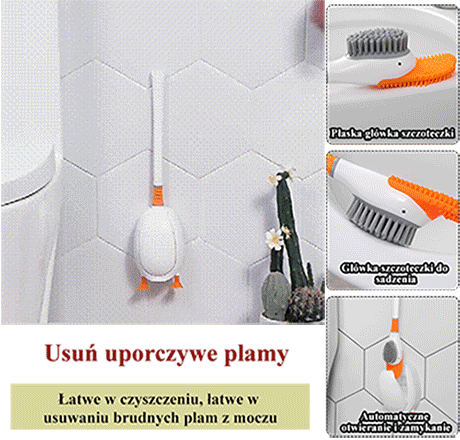 2 w 1 Silikonowa szczotka toaletowa do montażu na ścianie