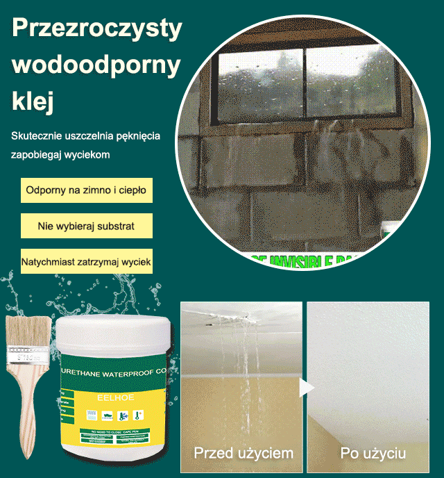Przezroczysty wodoodporny klej
